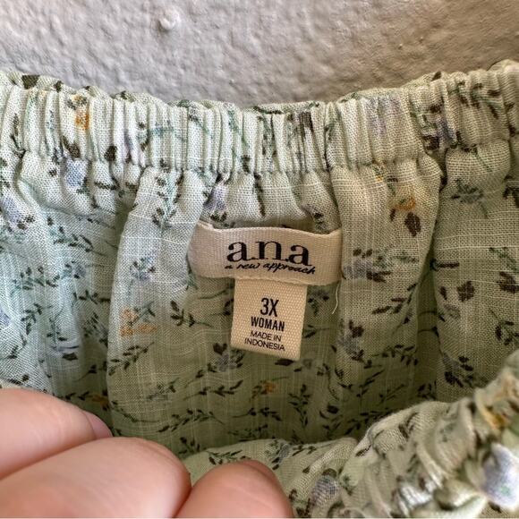 NWT A.n.a Green Floral Off Shoulder Long Sleeve Blouse Size 3X - Picture 6 of 8